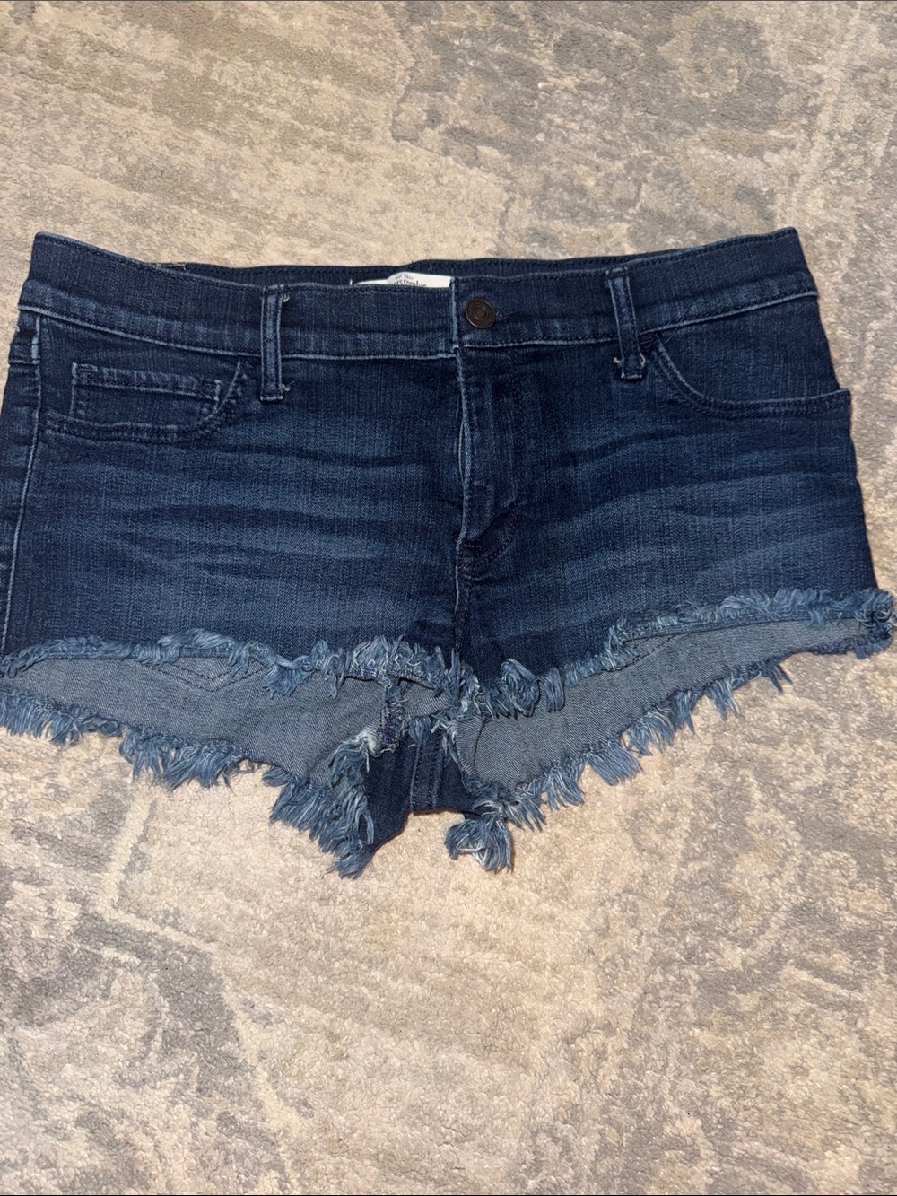 Abercrombie & Fitch Indigo Frayed Hem Denim Cutoff Shorts